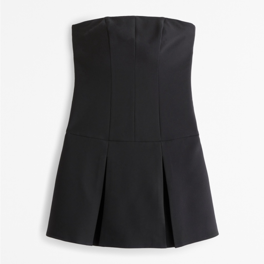 Black pleated Abercrombie & Fitch Dress with removable straps (tall fit)